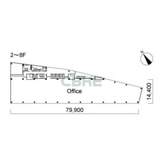 2階〜8階 平面図