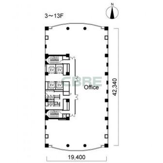 3階〜13階 平面図