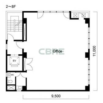 2階〜8階 平面図