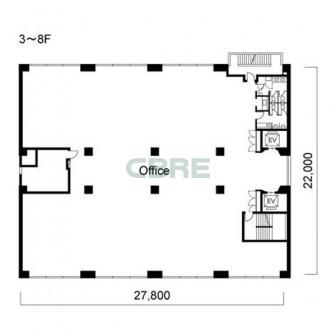 3階〜8階 平面図