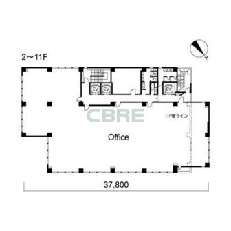 2階〜11階 平面図