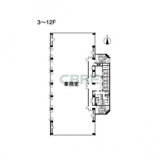 3階〜12階 平面図