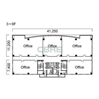 3階〜9階 平面図
