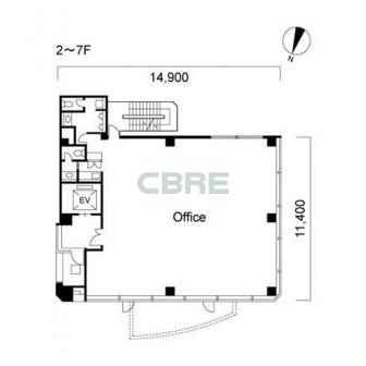 2階〜7階 平面図