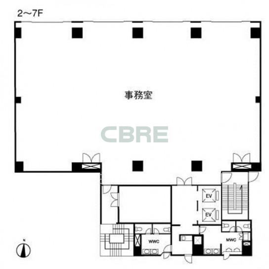 2階〜7階 平面図