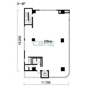 3階〜8階 平面図