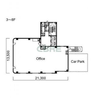 3階〜8階 平面図
