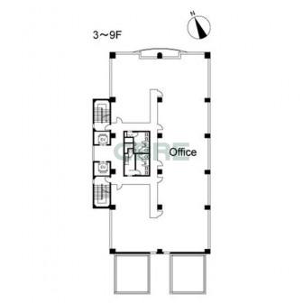 3階〜9階 平面図
