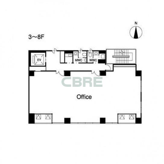3階〜8階 平面図
