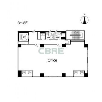3階〜8階 平面図