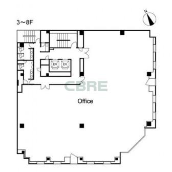 3階〜8階 平面図