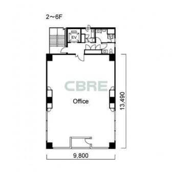2階〜6階 平面図