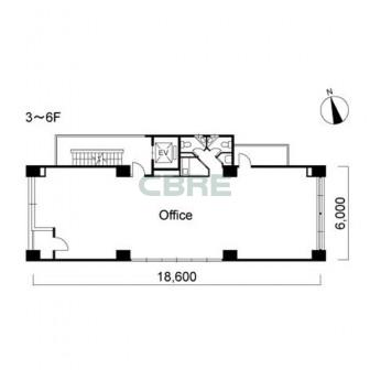 3階〜6階 平面図