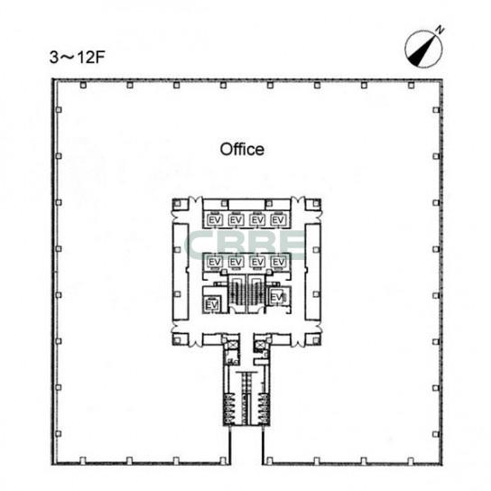 3階〜12階 平面図