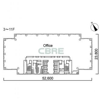 3階〜11階 平面図