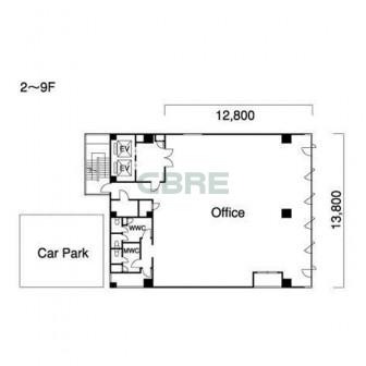 2階〜9階 平面図