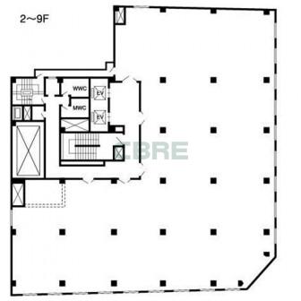 2階〜9階 平面図
