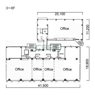 3階〜6階 平面図