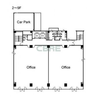 2階〜9階 平面図
