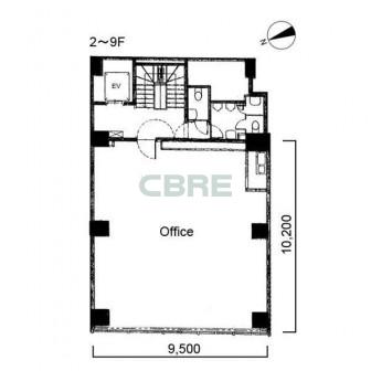 2階〜9階 平面図