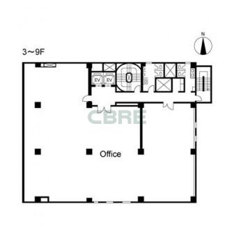 3階〜9階 平面図