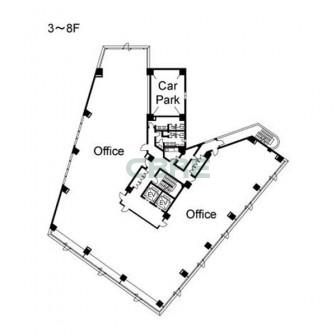 3階〜8階 平面図