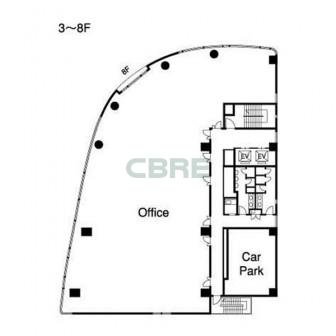3階〜8階 平面図