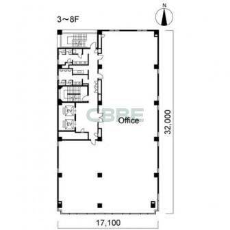 3階〜8階 平面図