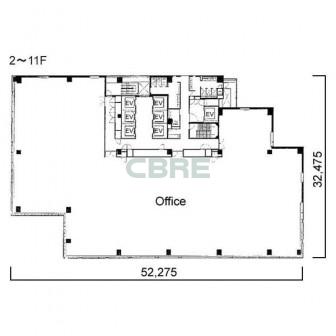 2階〜11階 平面図