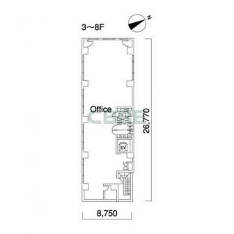 3階〜8階 平面図