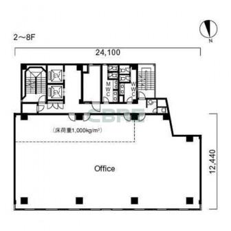 2階〜8階 平面図