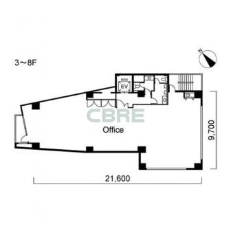3階〜8階 平面図