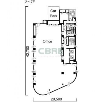 2階〜7階 平面図