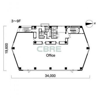 3階〜9階 平面図