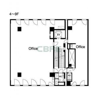 4階〜9階 平面図