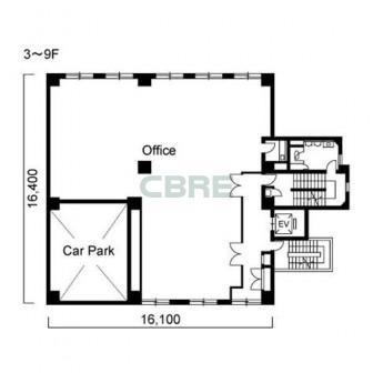 3階〜9階 平面図
