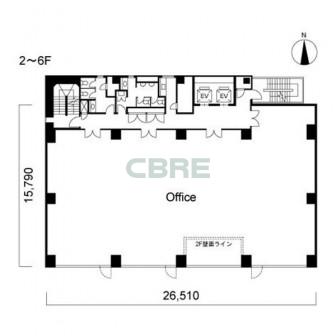 2階〜6階 平面図