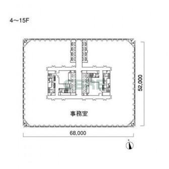 4階〜15階 平面図