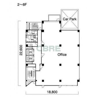 2階〜8階 平面図