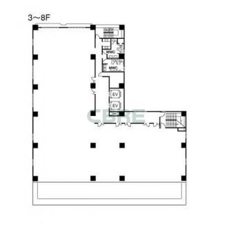 3階〜8階 平面図