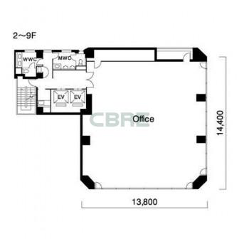 2階〜9階 平面図