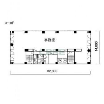 3階〜8階 平面図