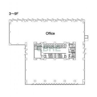 3階〜9階 平面図