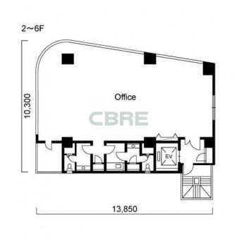 2階〜6階 平面図