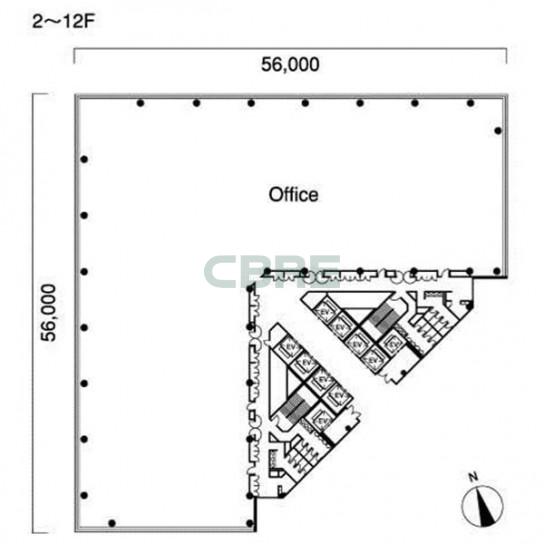 2階〜12階 平面図