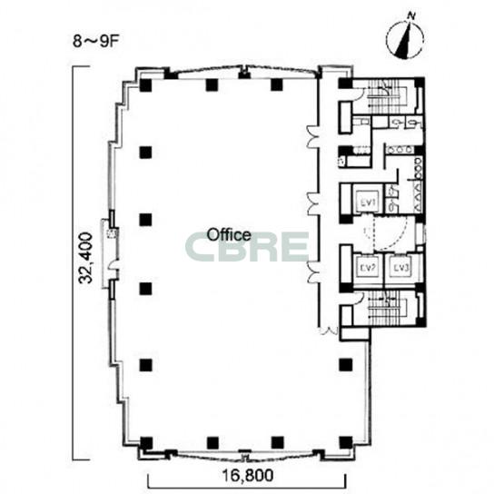 8階〜9階 平面図