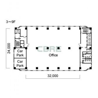 3階〜9階 平面図