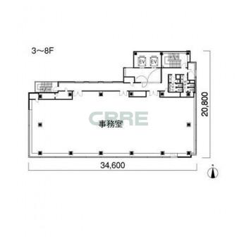 3階〜8階 平面図