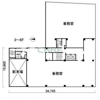 2階〜6階 平面図