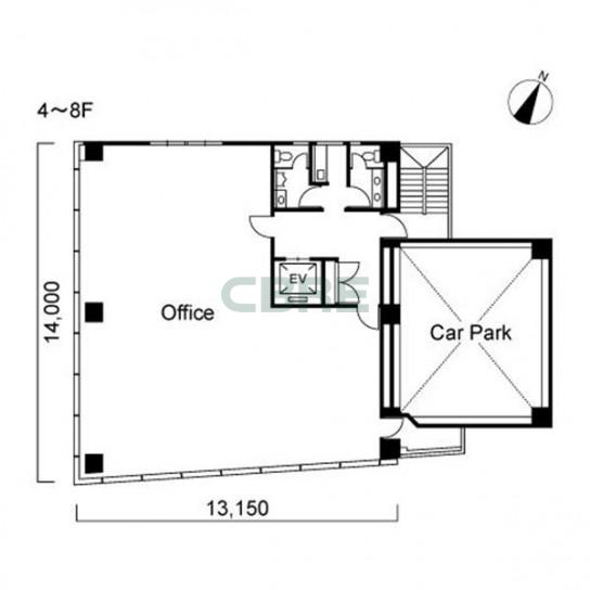 4階〜8階 平面図